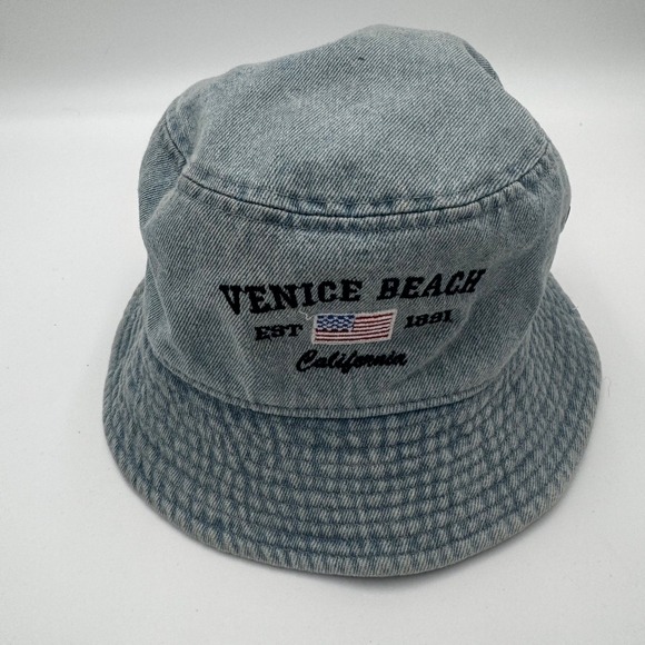 Newhattan Other - Newhattan Venice Beach California Denim Bucket Hat S/M Blue Patriotic USA‎